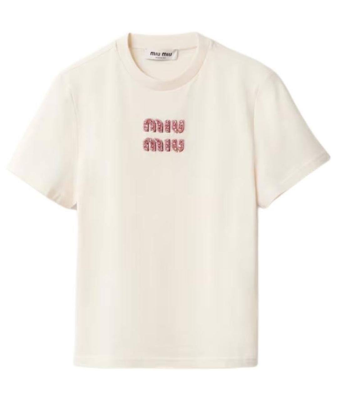 MIU MIU Белая хлопковая футболка, фото 3
