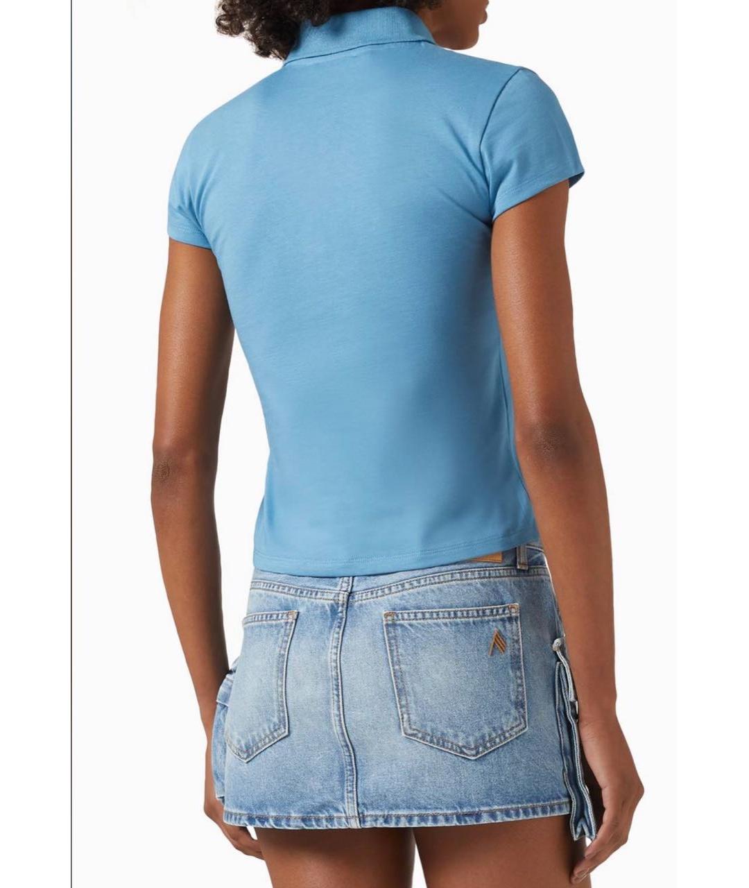 THE ATTICO Голубое хлопковое поло с коротким рукавом, фото 2