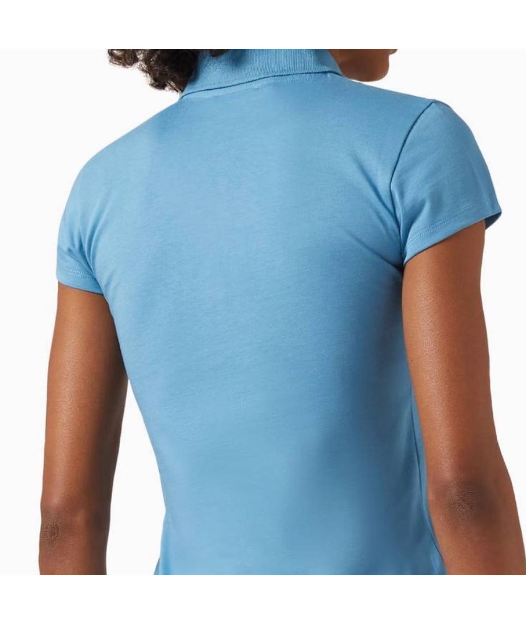 THE ATTICO Голубое хлопковое поло с коротким рукавом, фото 5