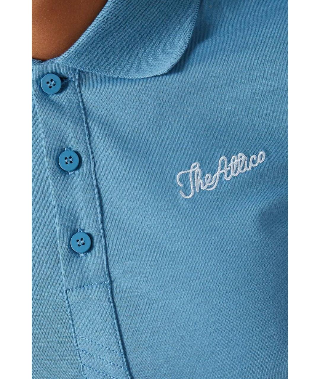 THE ATTICO Голубое хлопковое поло с коротким рукавом, фото 4