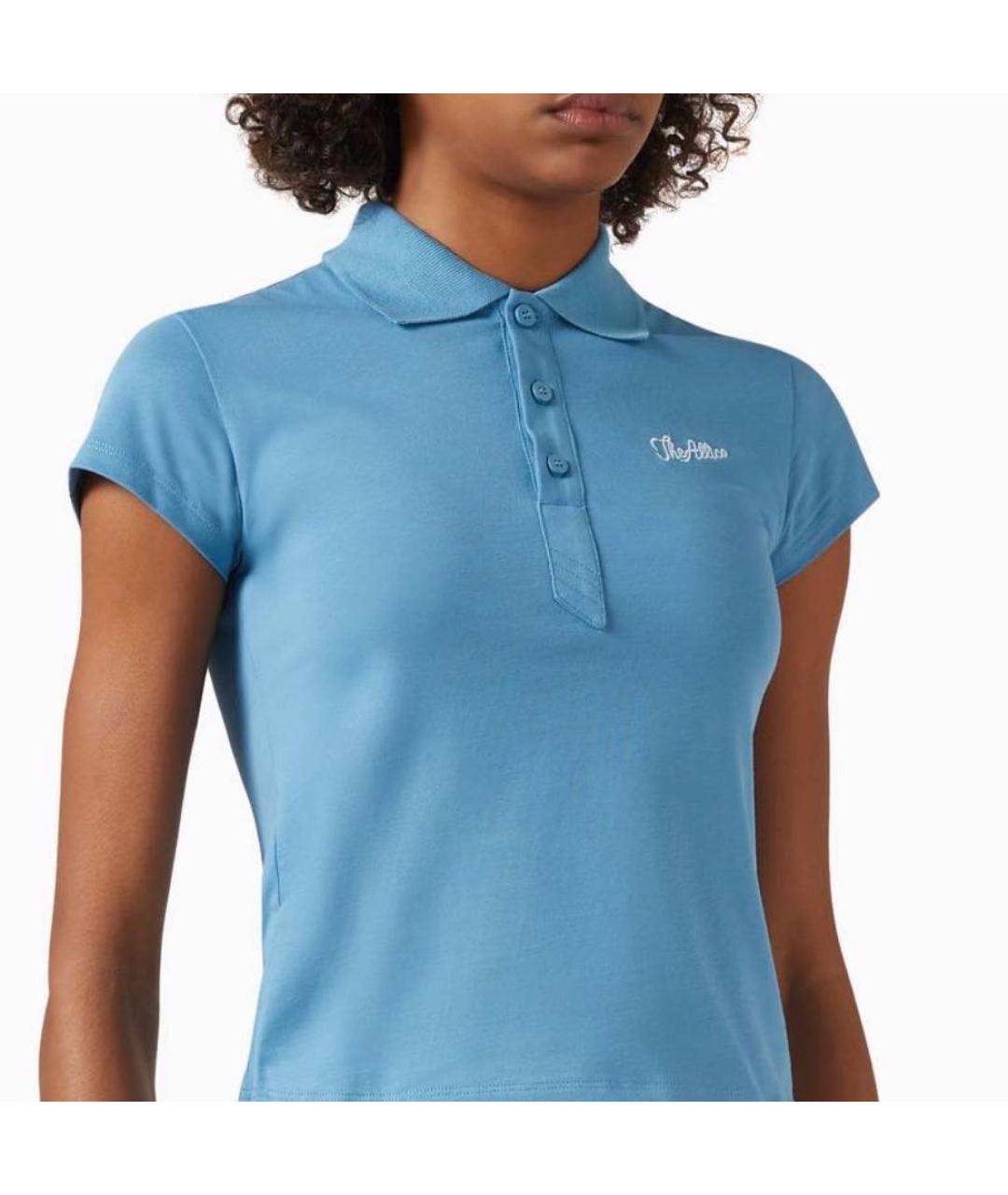 THE ATTICO Голубое хлопковое поло с коротким рукавом, фото 3