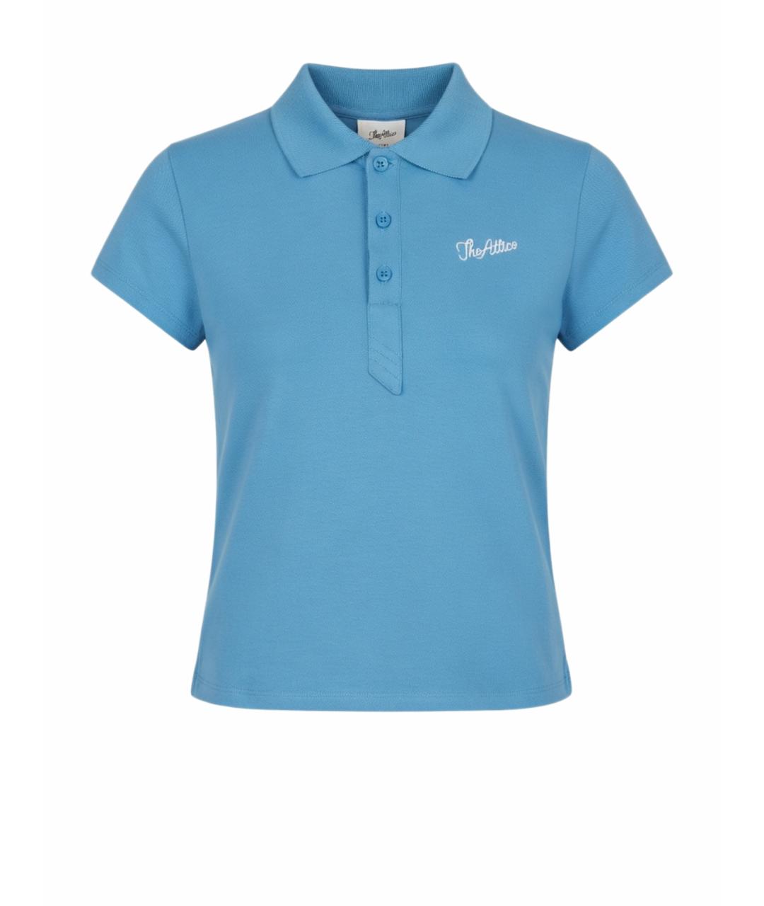 THE ATTICO Голубое хлопковое поло с коротким рукавом, фото 1