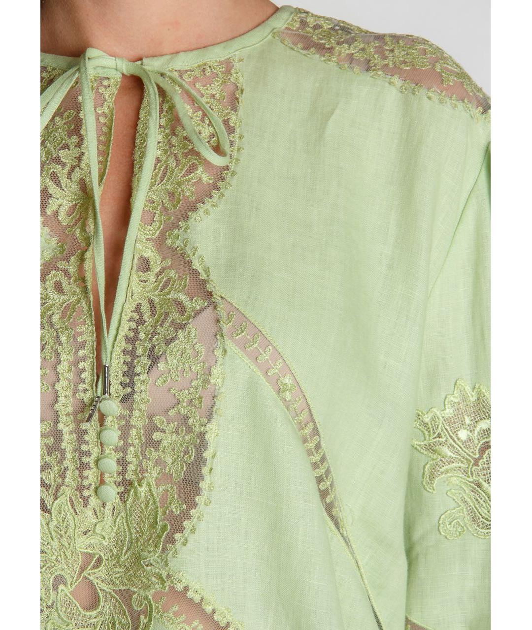 ERMANNO SCERVINO Зеленая льняная блузы, фото 6