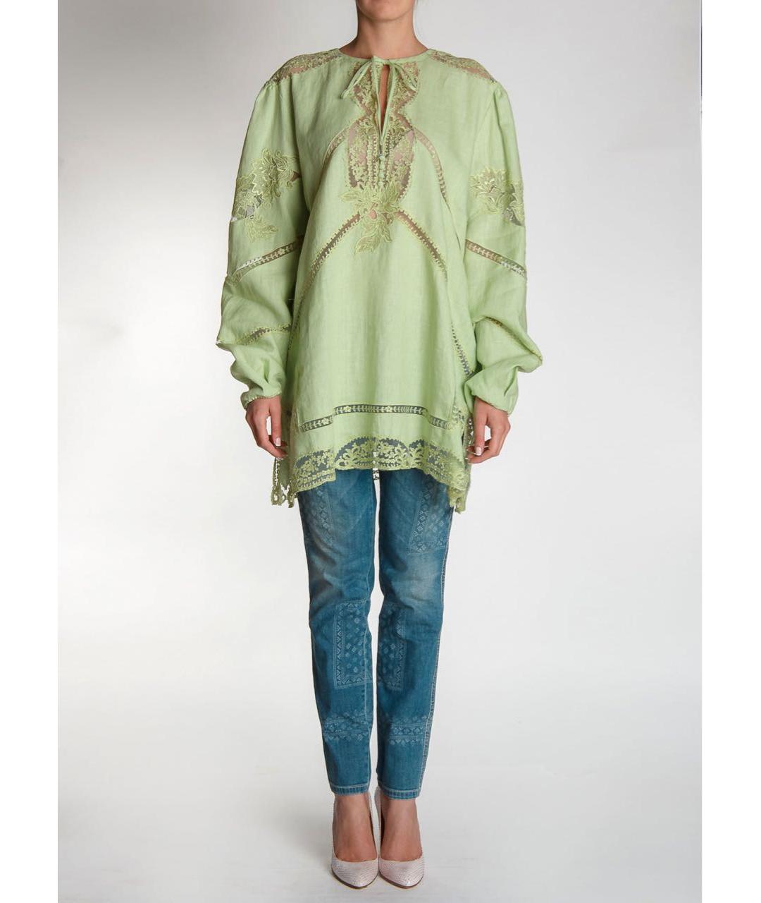 ERMANNO SCERVINO Зеленая льняная блузы, фото 4