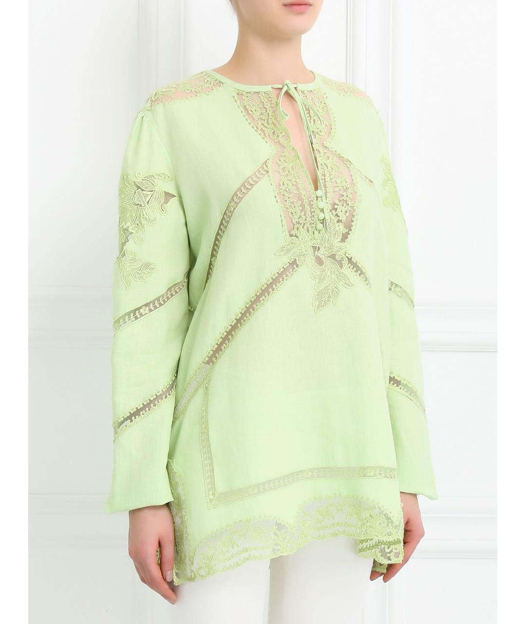 ERMANNO SCERVINO Зеленая льняная блузы, фото 8