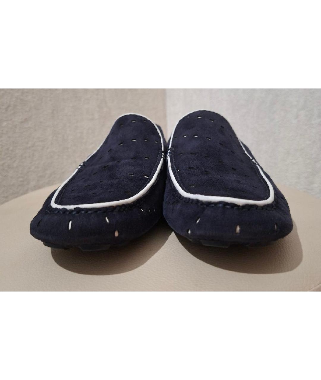 ZILLI Темно-синие замшевые мокасины, фото 2
