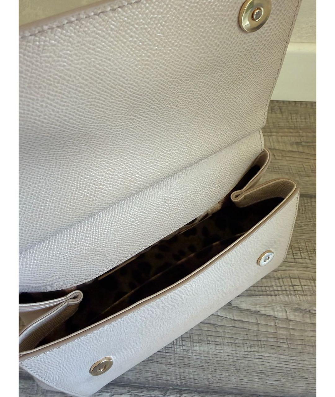 DOLCE&GABBANA Бежевая кожаная сумка с короткими ручками, фото 4