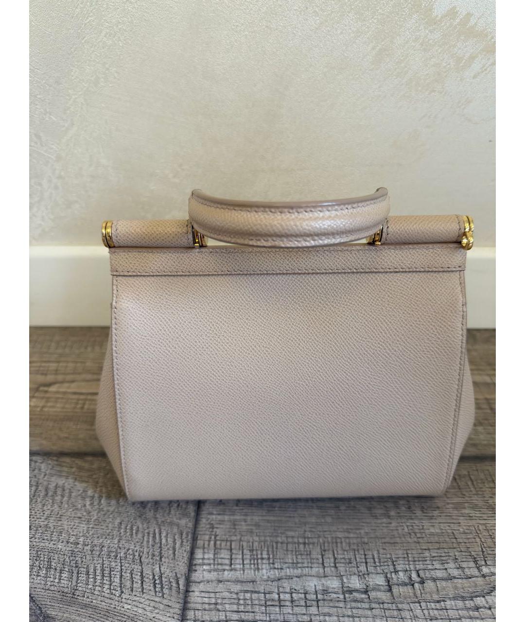 DOLCE&GABBANA Бежевая кожаная сумка с короткими ручками, фото 3