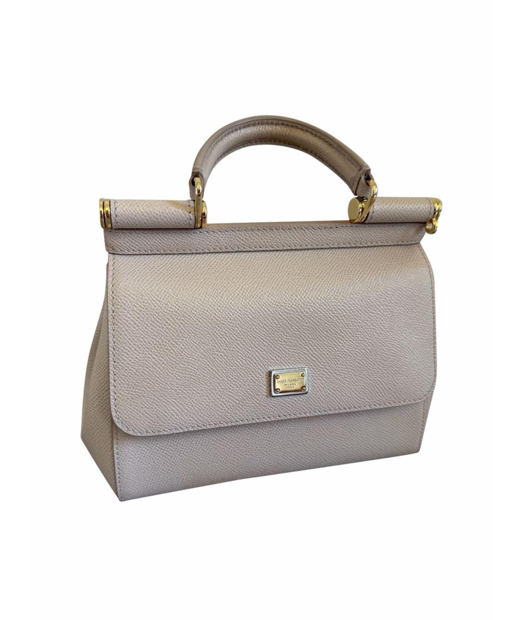 DOLCE&GABBANA Бежевая кожаная сумка с короткими ручками, фото 1