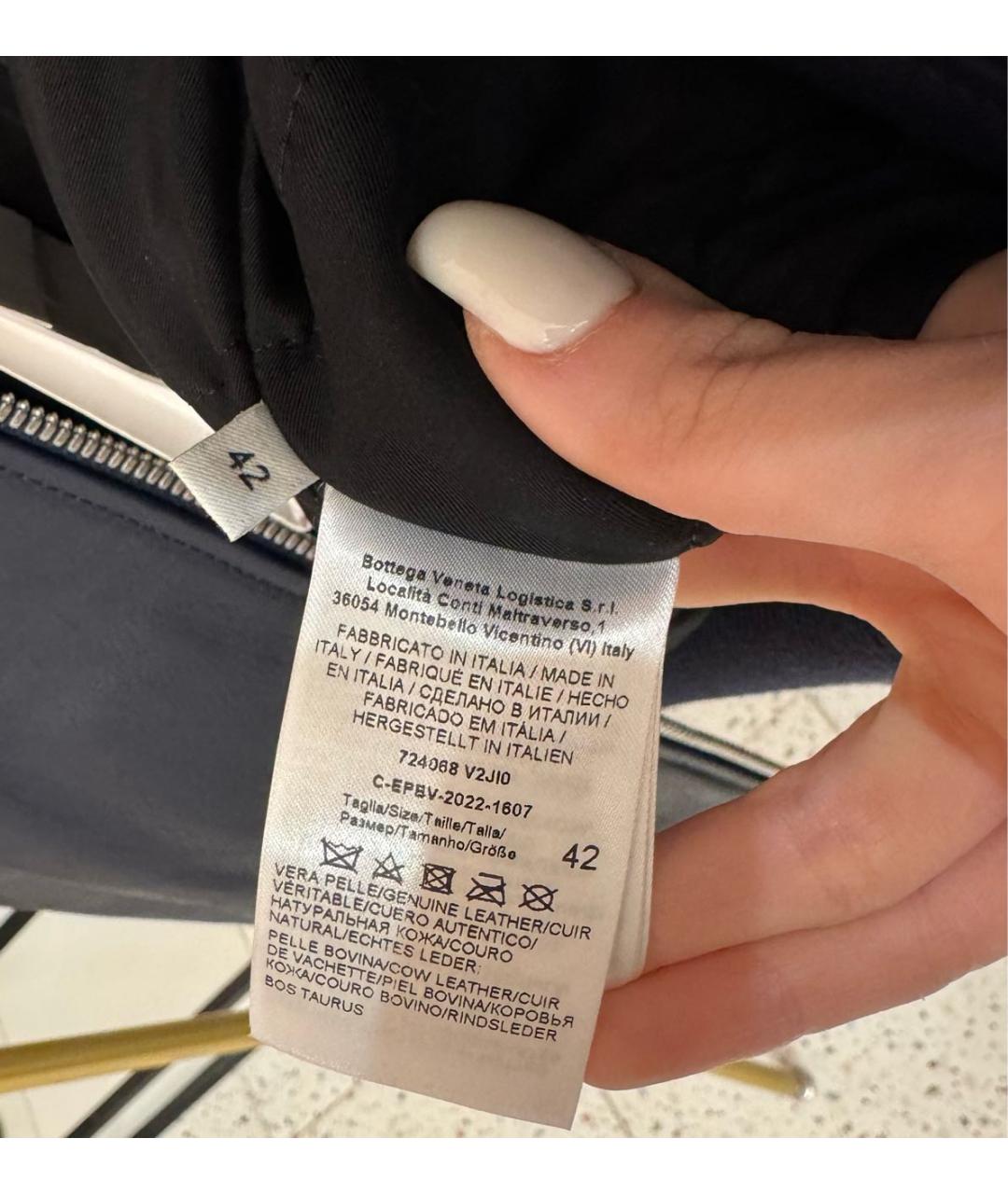 BOTTEGA VENETA Темно-синяя кожаная куртка, фото 6