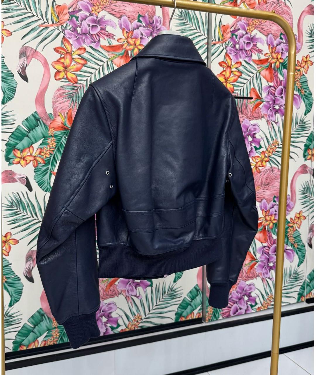 BOTTEGA VENETA Темно-синяя кожаная куртка, фото 3