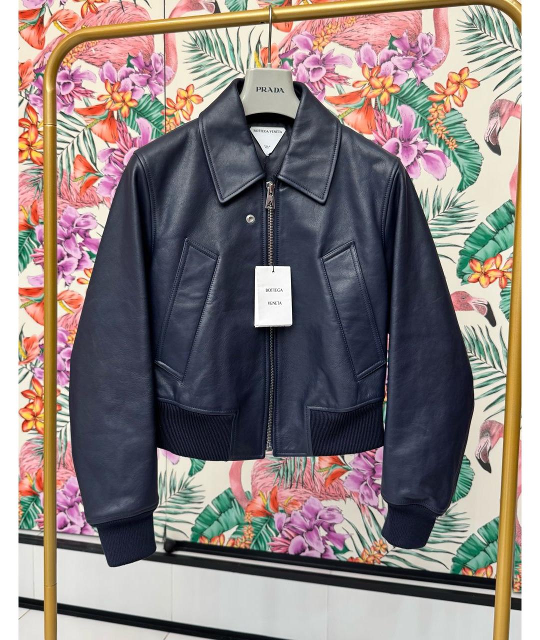 BOTTEGA VENETA Темно-синяя кожаная куртка, фото 9