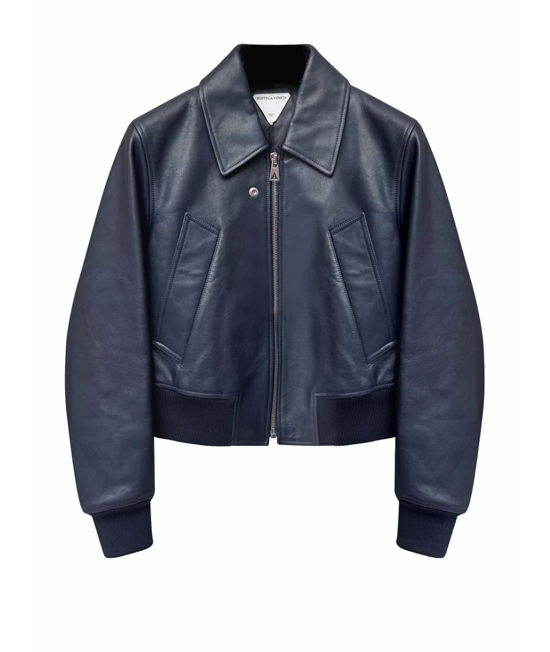 BOTTEGA VENETA Темно-синяя кожаная куртка, фото 1