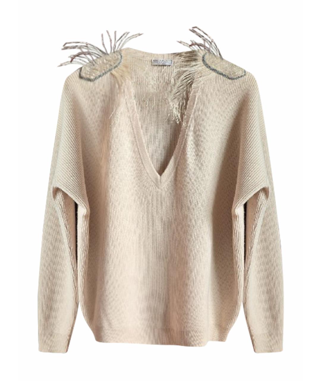 BRUNELLO CUCINELLI Бежевый кашемировый джемпер / свитер, фото 1