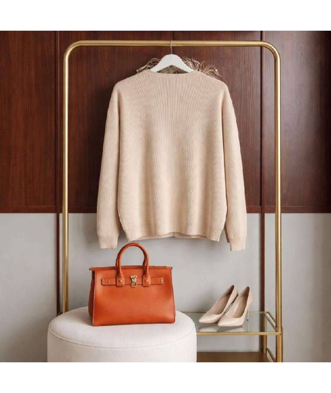 BRUNELLO CUCINELLI Бежевый кашемировый джемпер / свитер, фото 2