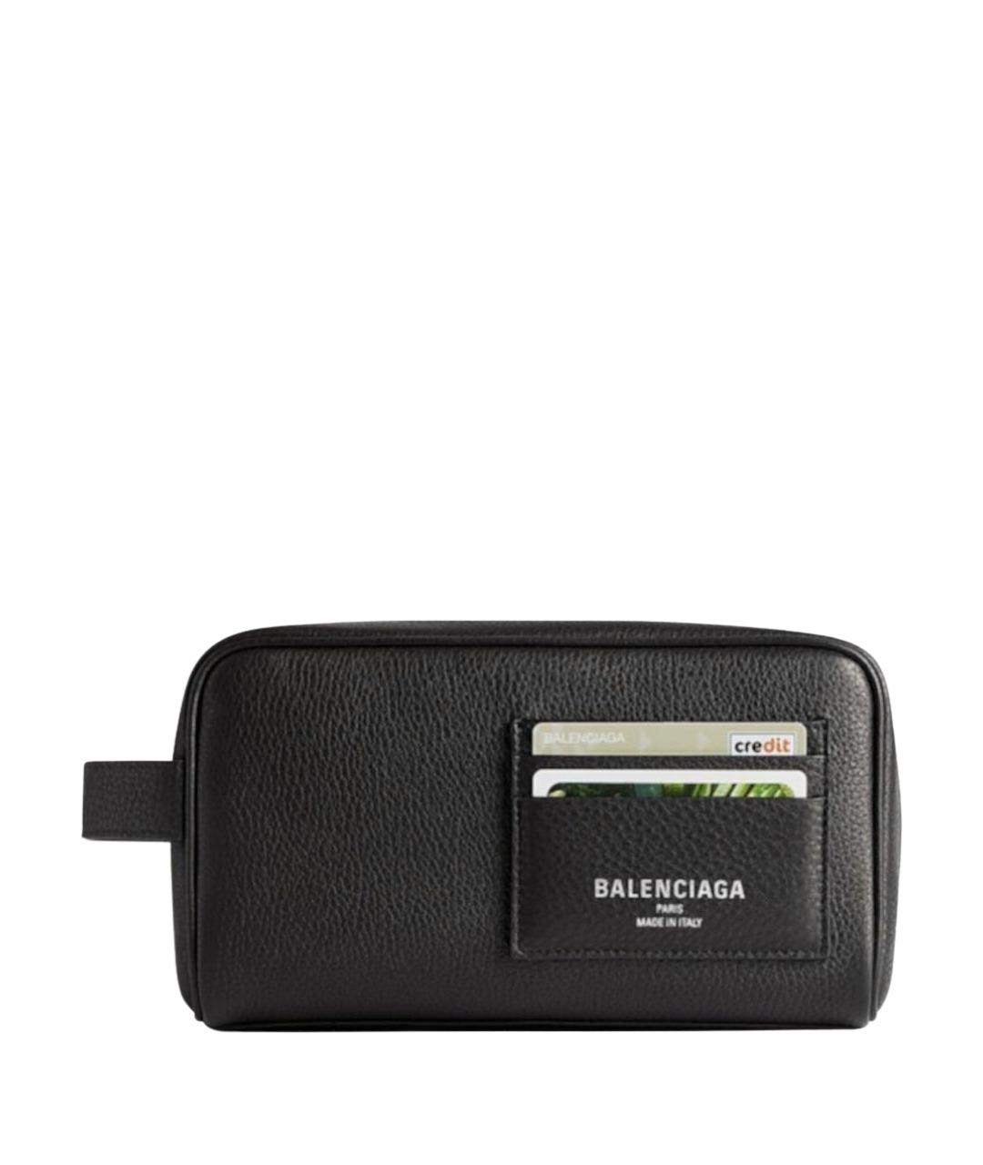 BALENCIAGA Черная кожаная барсетка, фото 1