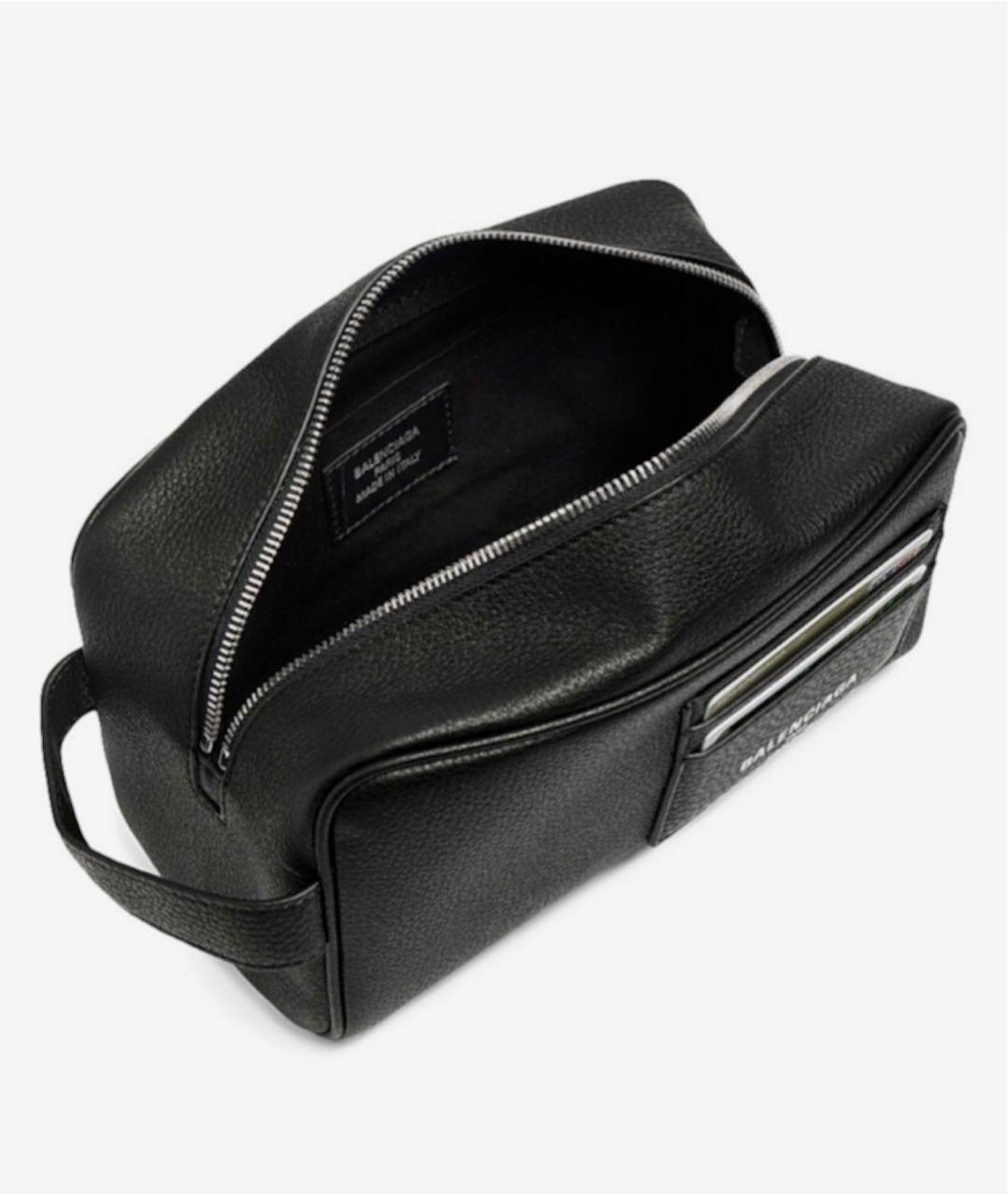 BALENCIAGA Черная кожаная барсетка, фото 3