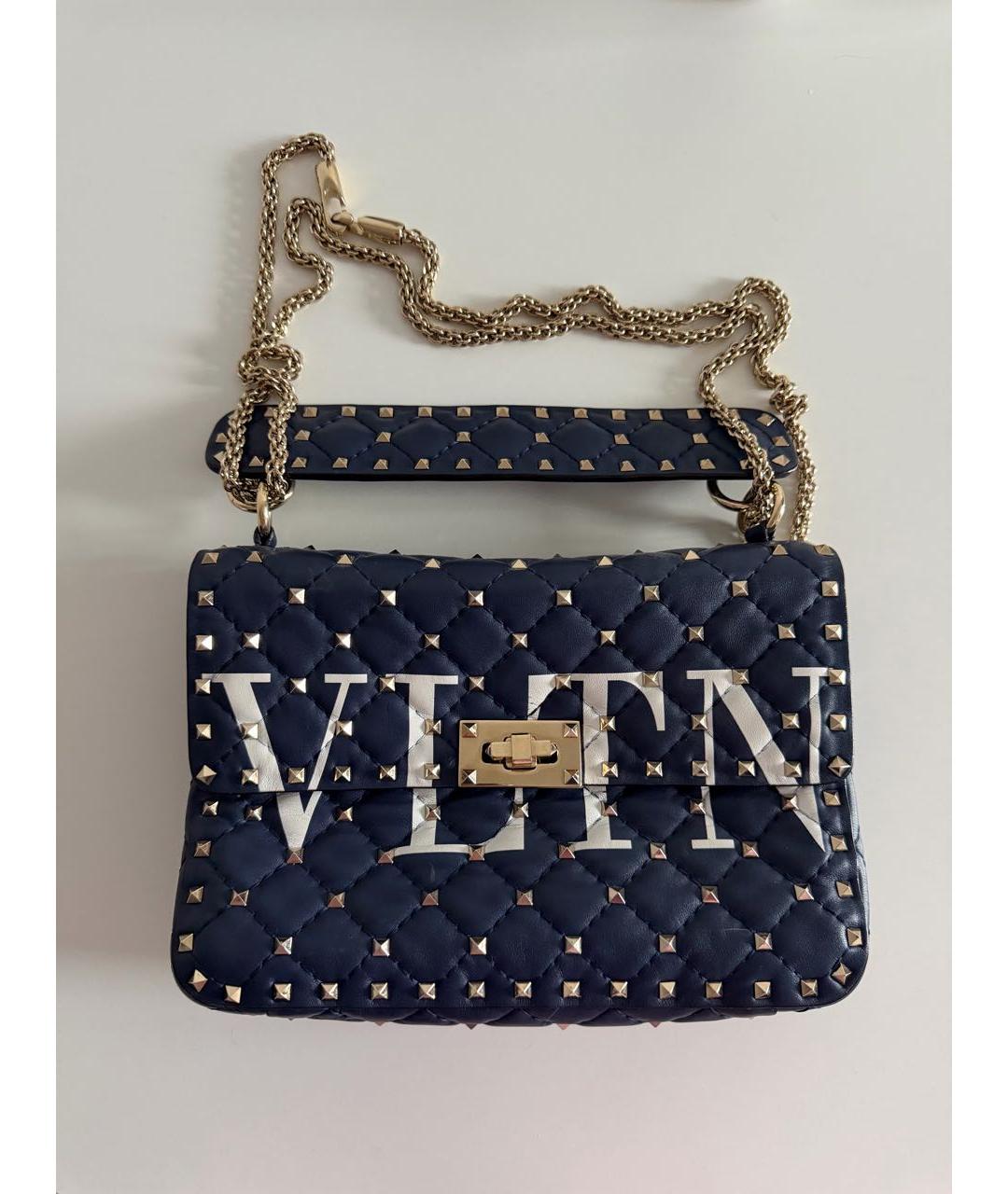 VALENTINO Темно-синяя кожаная сумка через плечо, фото 5