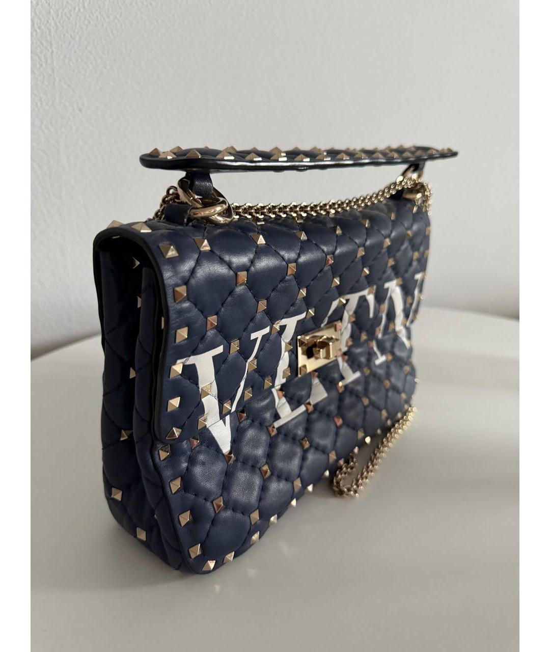 VALENTINO Темно-синяя кожаная сумка через плечо, фото 2