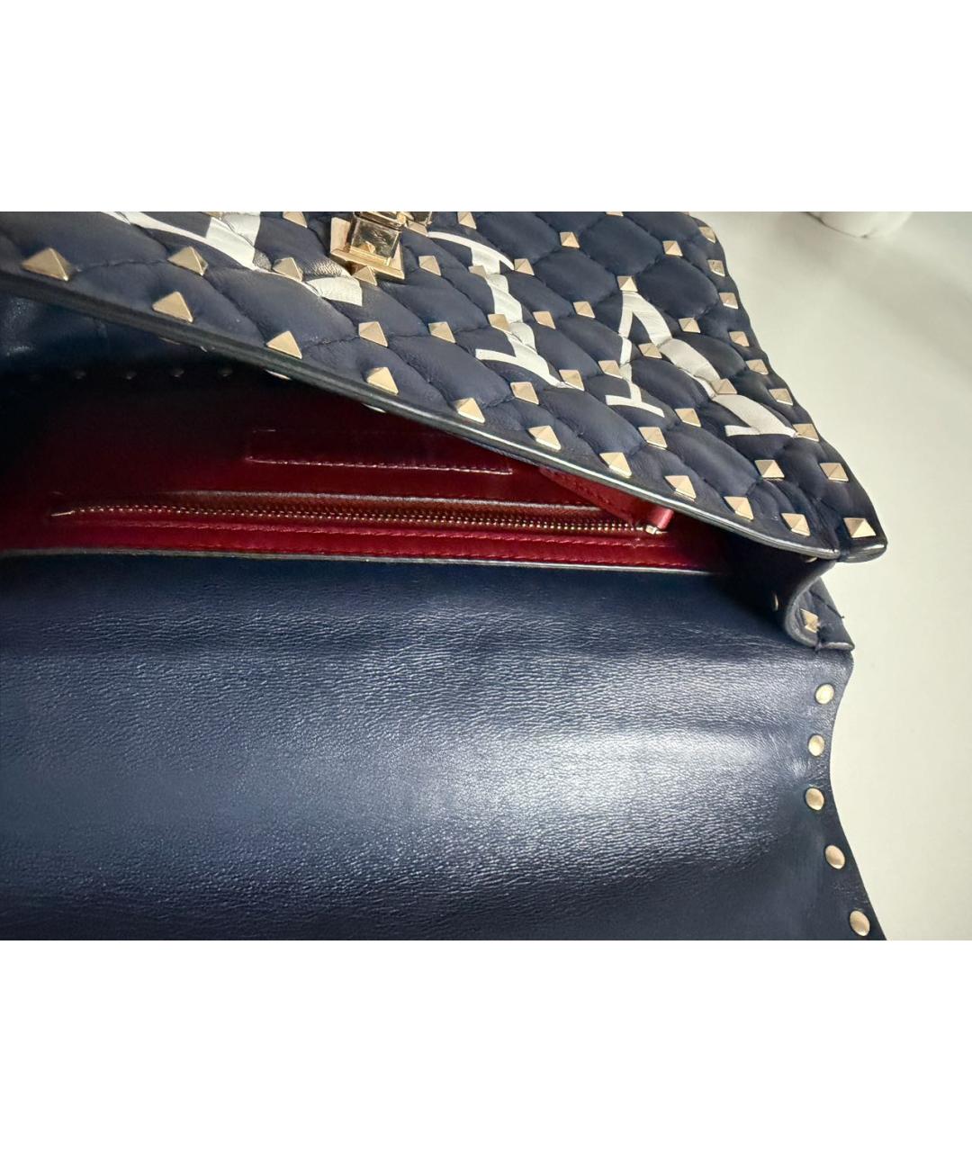 VALENTINO Темно-синяя кожаная сумка через плечо, фото 4