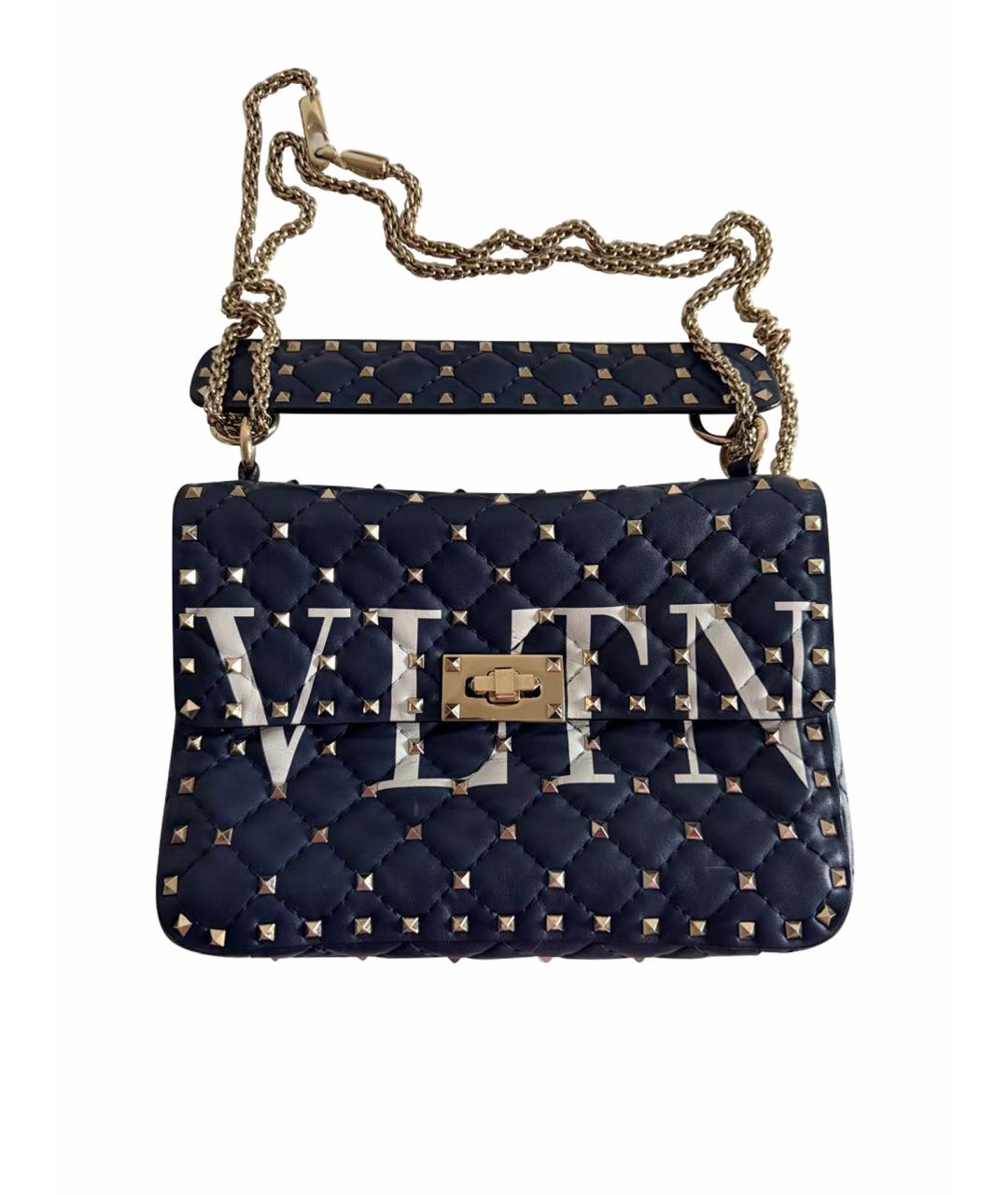 VALENTINO Темно-синяя кожаная сумка через плечо, фото 1