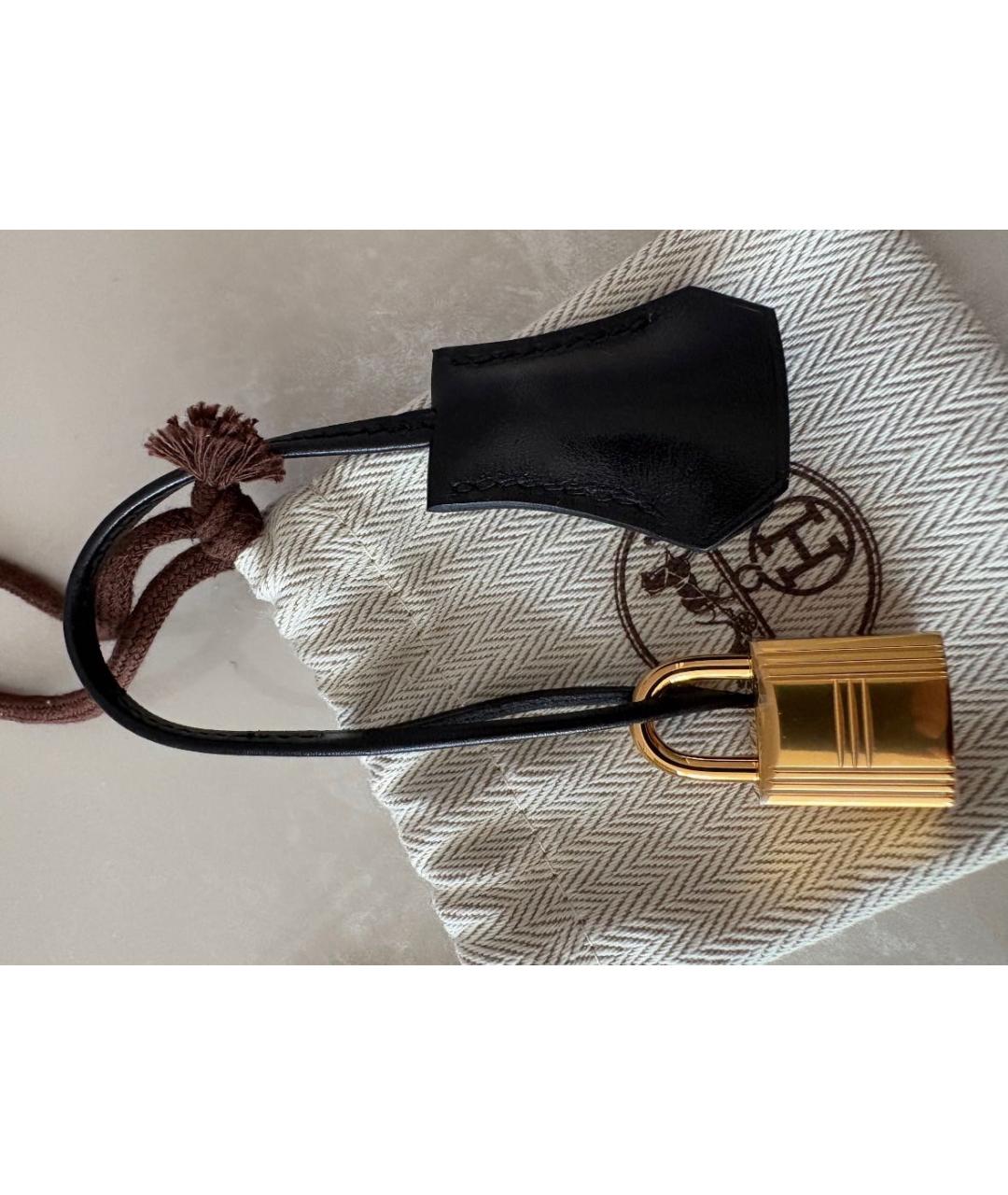 HERMES Черная кожаная сумка с короткими ручками, фото 4