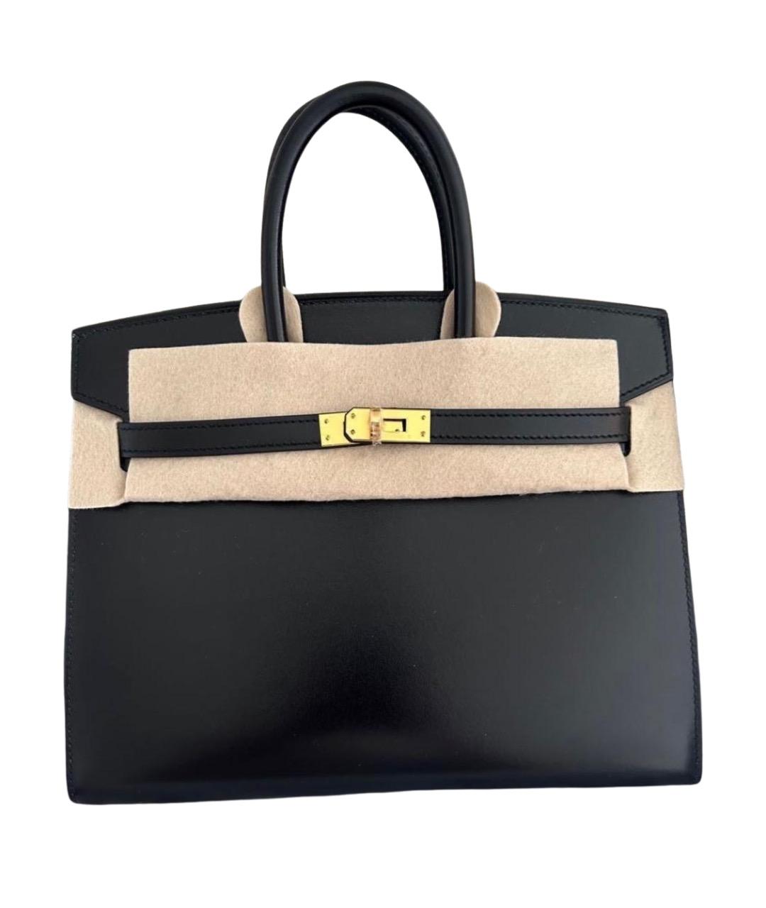 HERMES Черная кожаная сумка с короткими ручками, фото 1