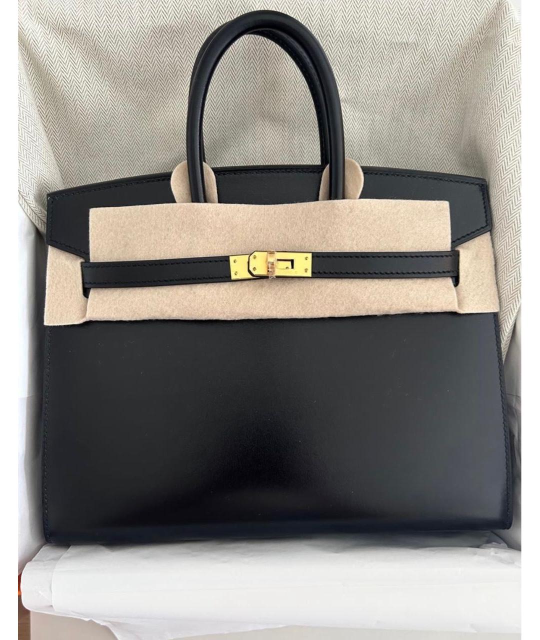 HERMES Черная кожаная сумка с короткими ручками, фото 5