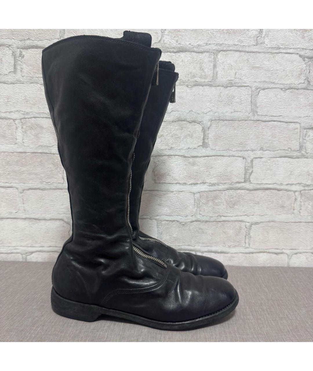 GUIDI Черные кожаные ботинки, фото 5