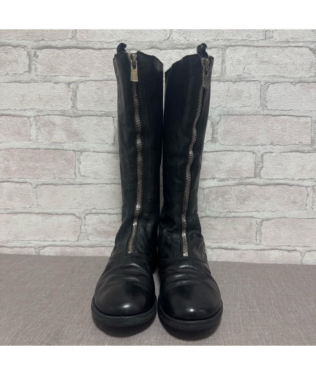 GUIDI Черные кожаные ботинки, фото 2