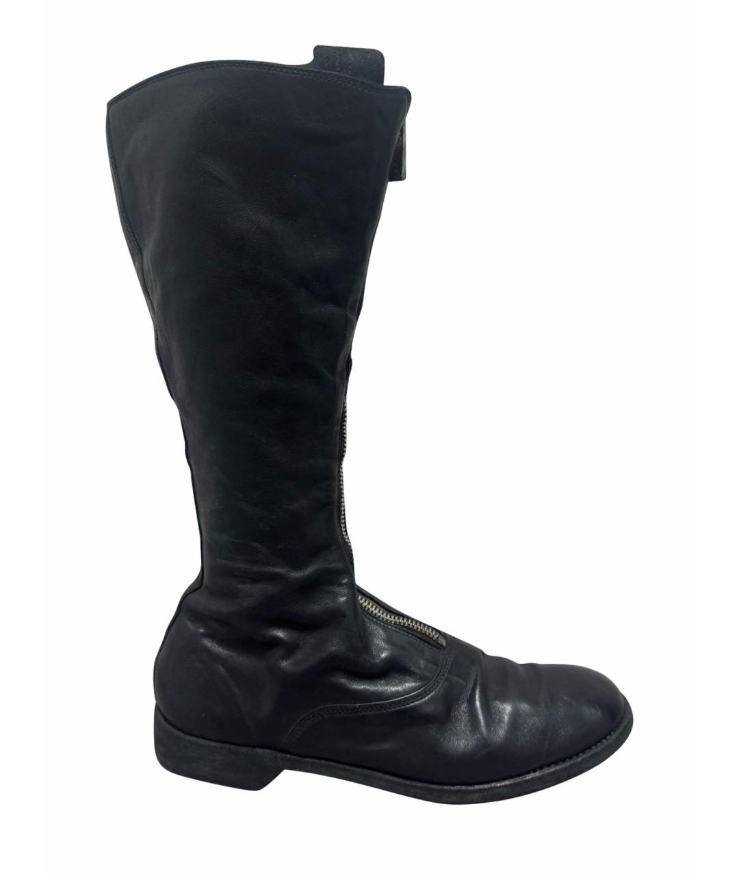 GUIDI Черные кожаные ботинки, фото 1