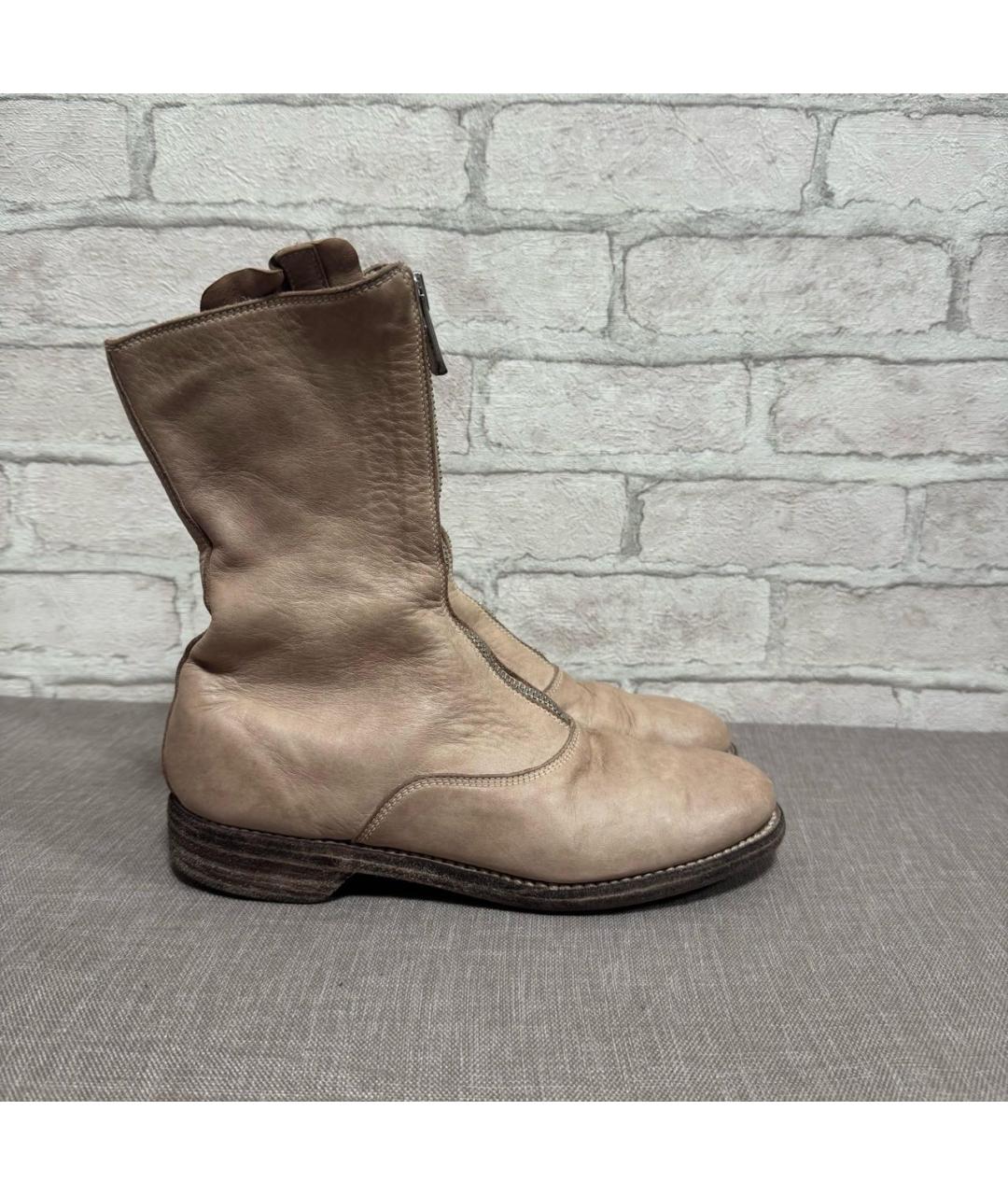 GUIDI Бежевые кожаные ботильоны, фото 5