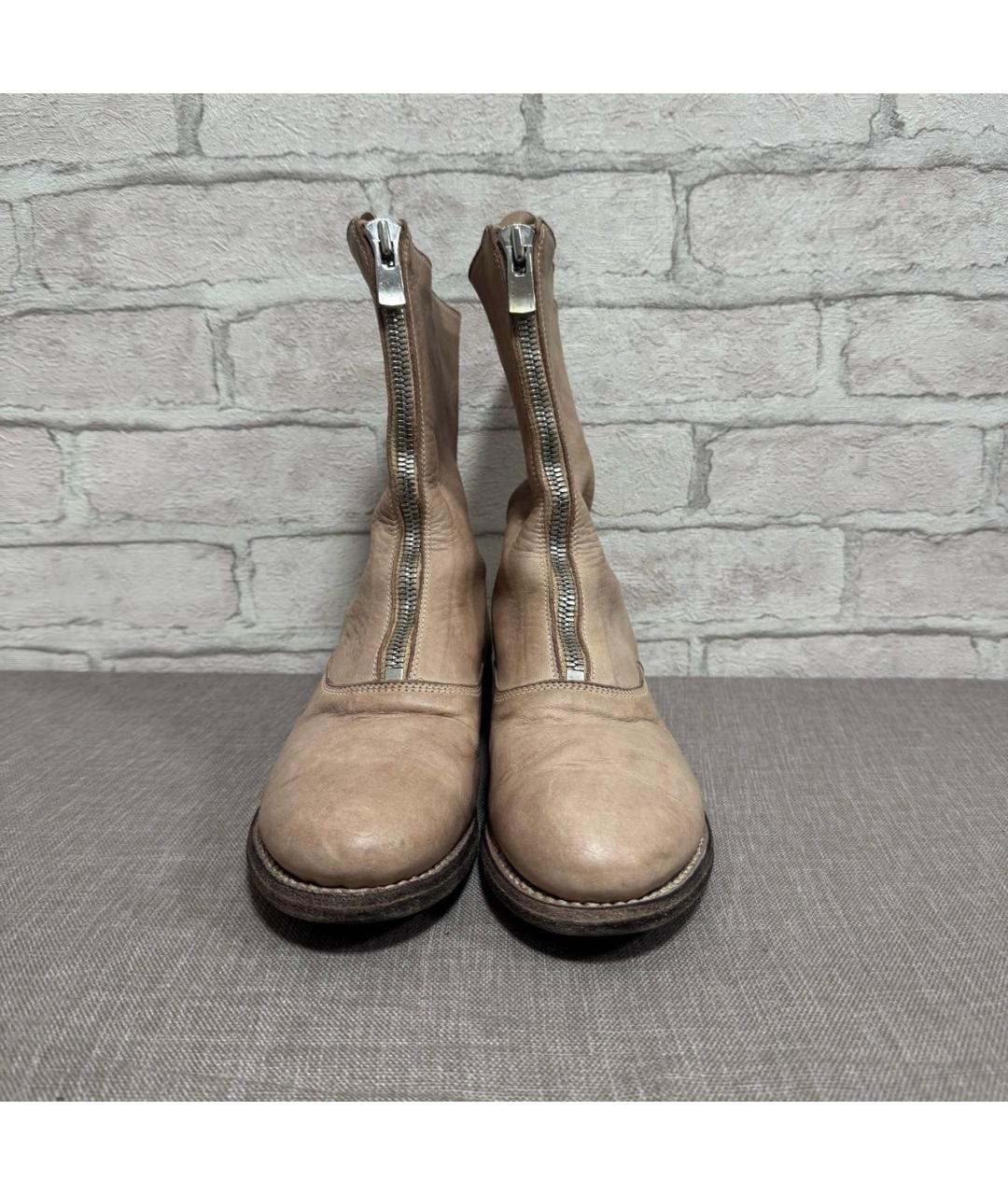 GUIDI Бежевые кожаные ботильоны, фото 2