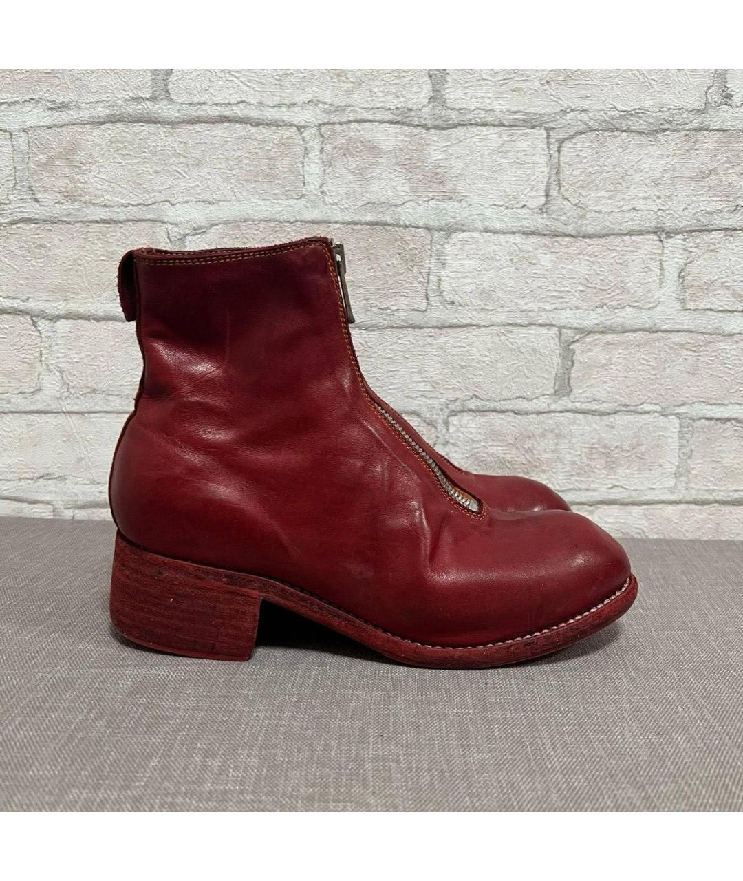 GUIDI Бордовые кожаные ботинки, фото 5