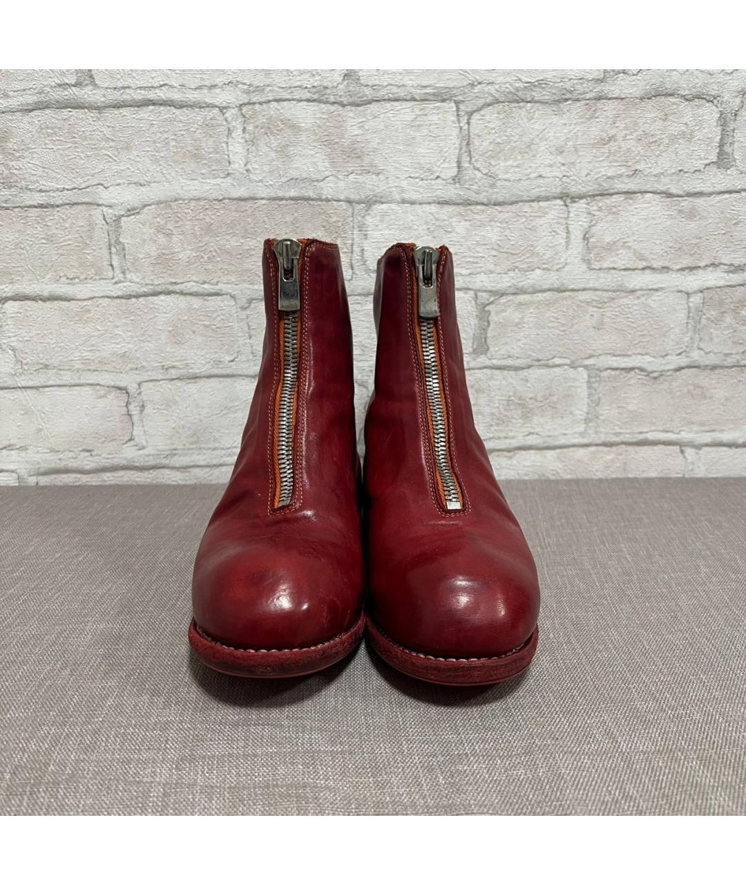 GUIDI Бордовые кожаные ботинки, фото 2