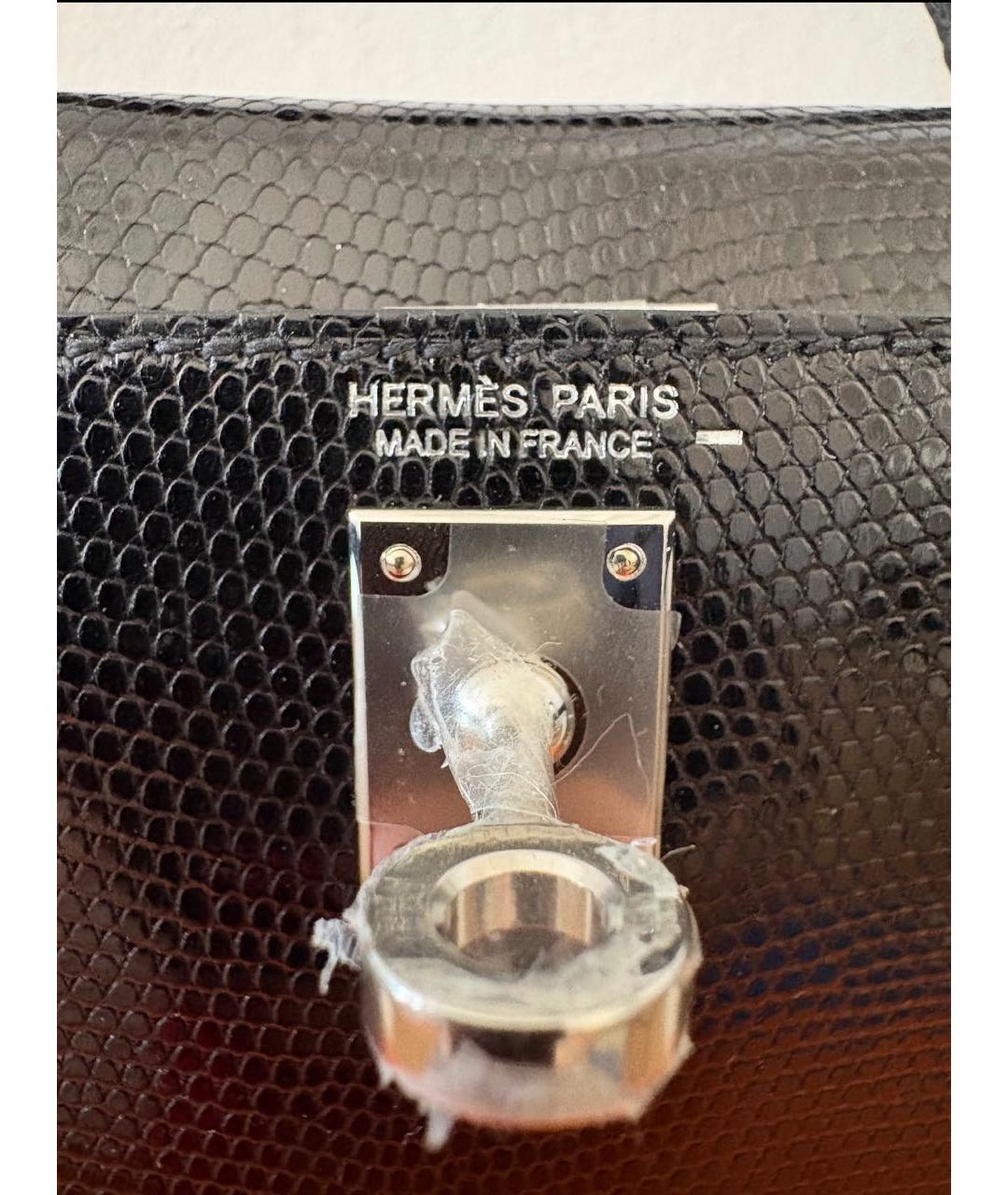 HERMES Черная сумка с короткими ручками из экзотической кожи, фото 2