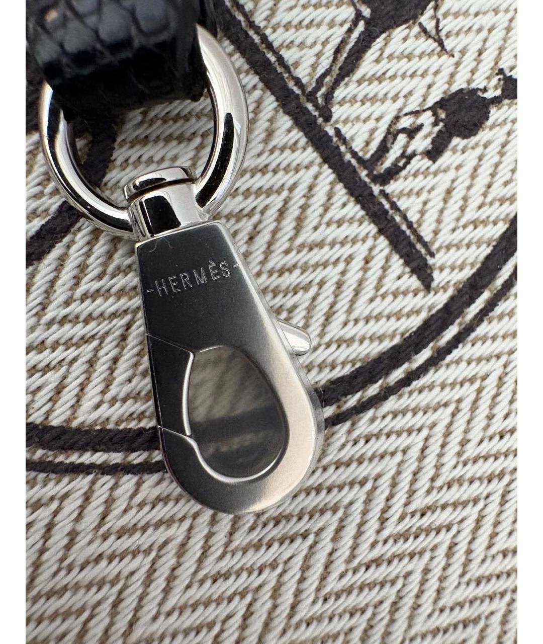 HERMES Черная сумка с короткими ручками из экзотической кожи, фото 4