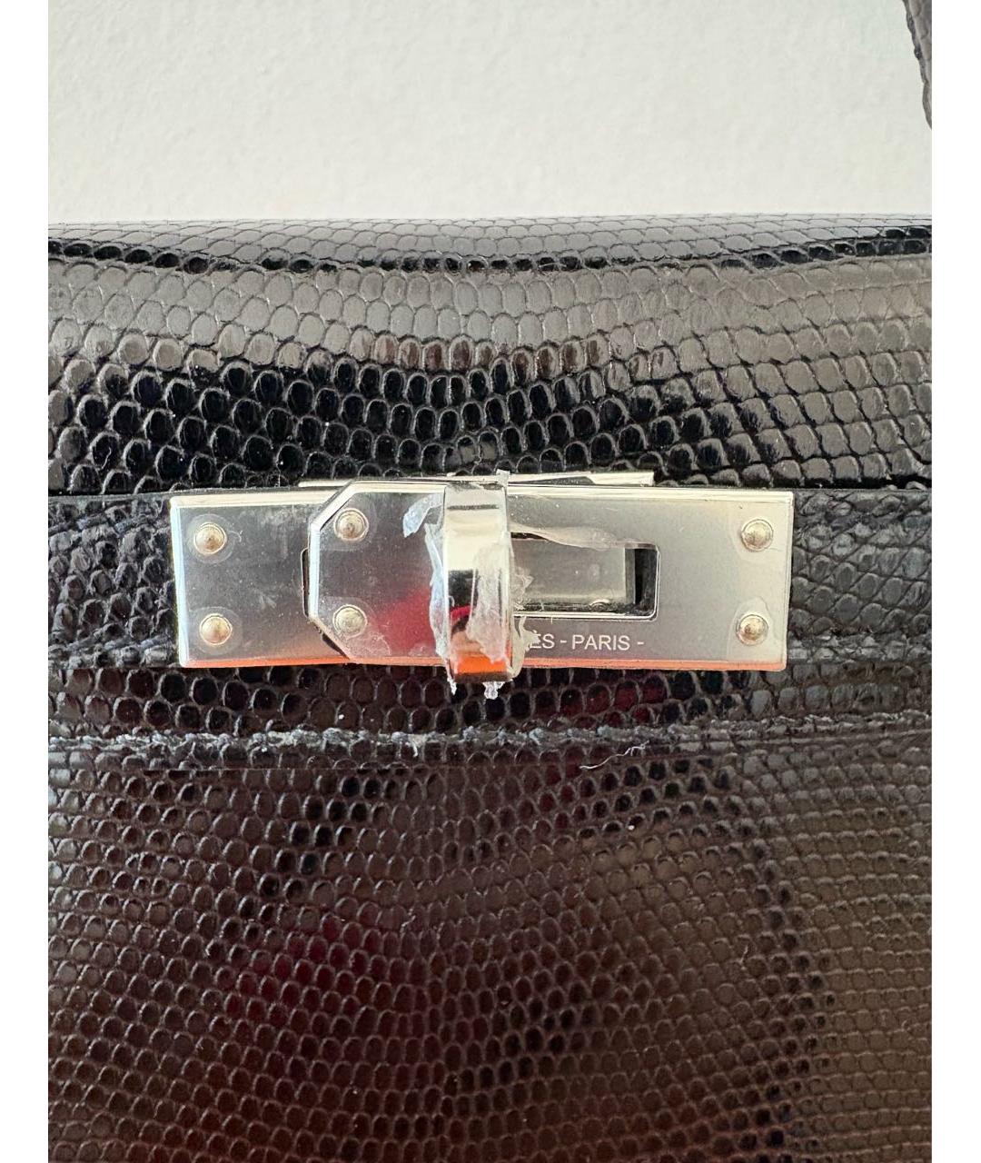 HERMES Черная сумка с короткими ручками из экзотической кожи, фото 3