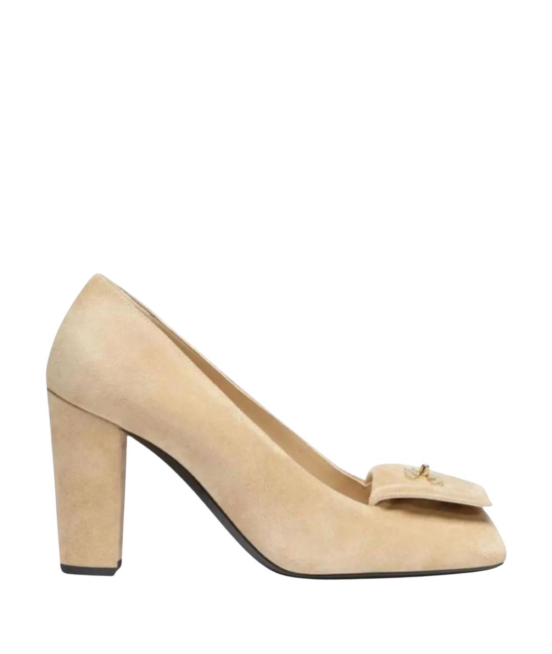 CHANEL Бежевые замшевые туфли, фото 1