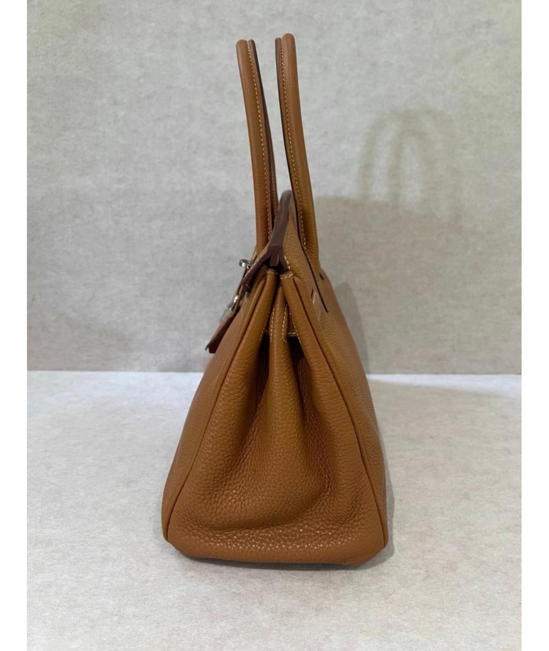 HERMES Коричневая кожаная сумка с короткими ручками, фото 4