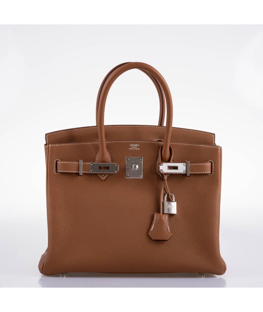 HERMES Коричневая кожаная сумка с короткими ручками, фото 8