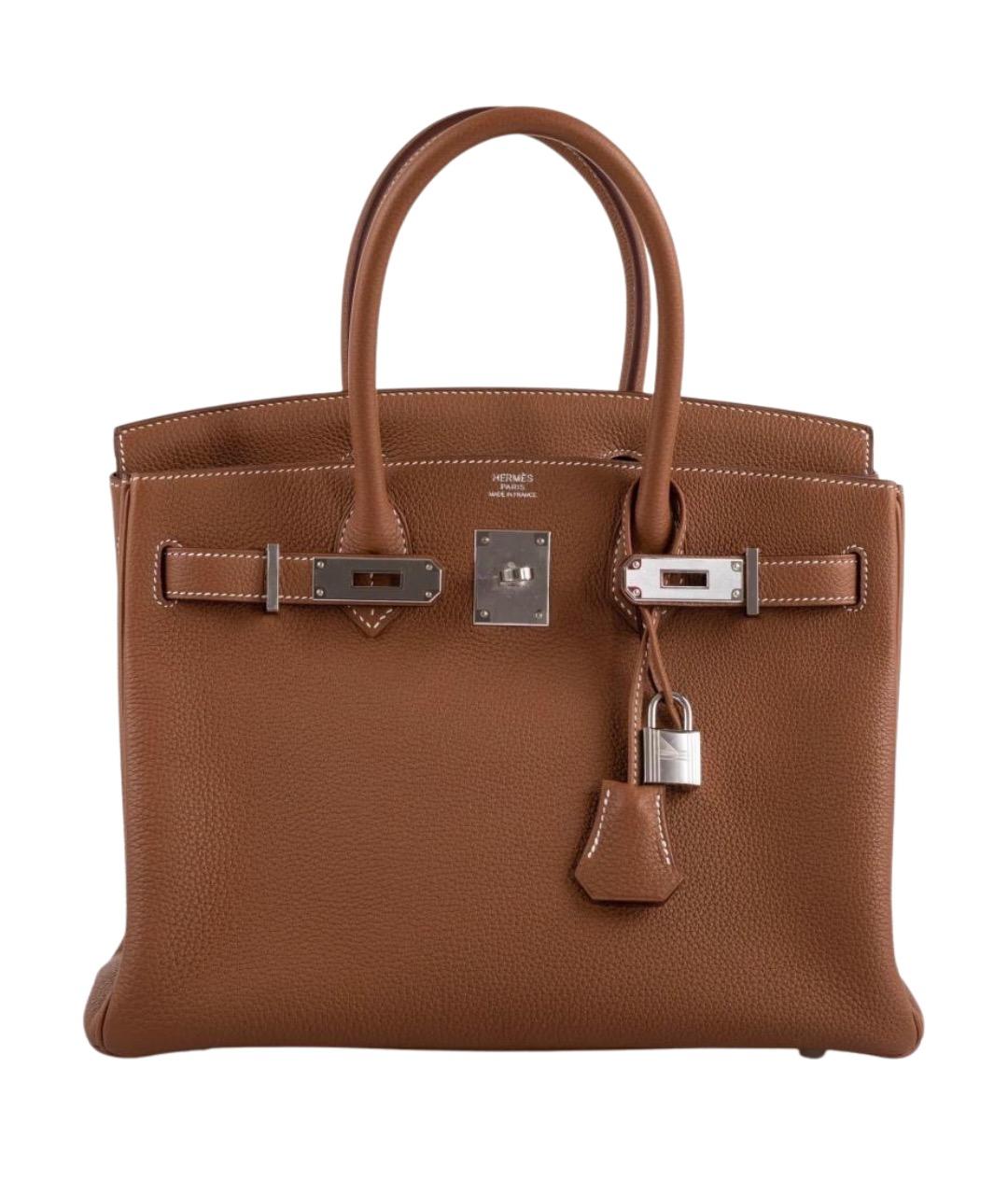 HERMES Коричневая кожаная сумка с короткими ручками, фото 1