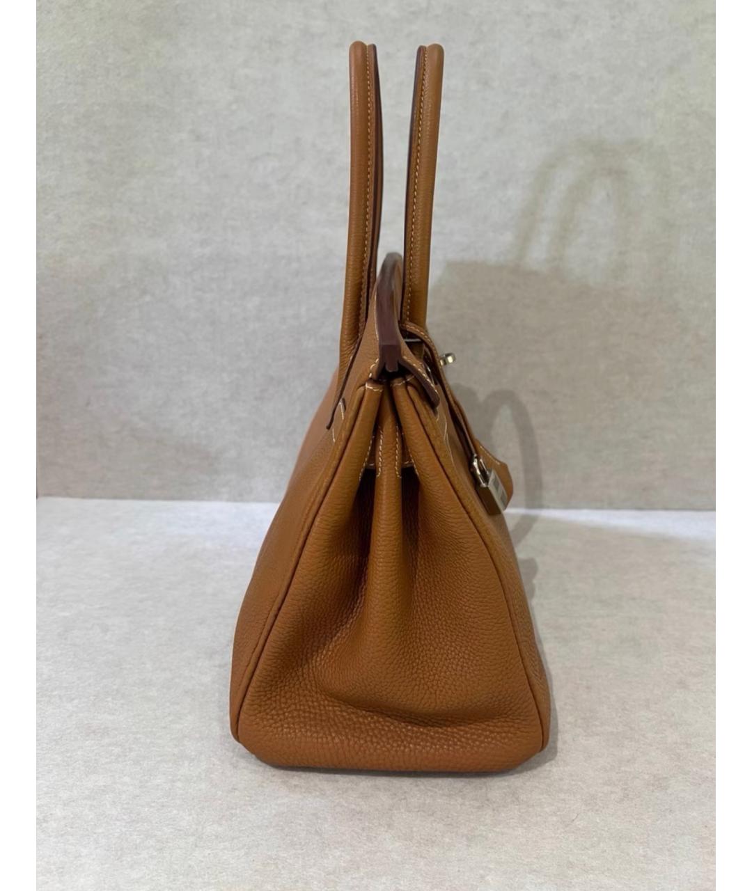HERMES Коричневая кожаная сумка с короткими ручками, фото 6