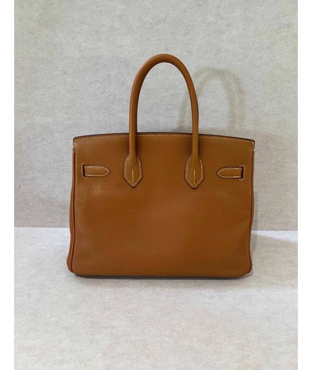 HERMES Коричневая кожаная сумка с короткими ручками, фото 5