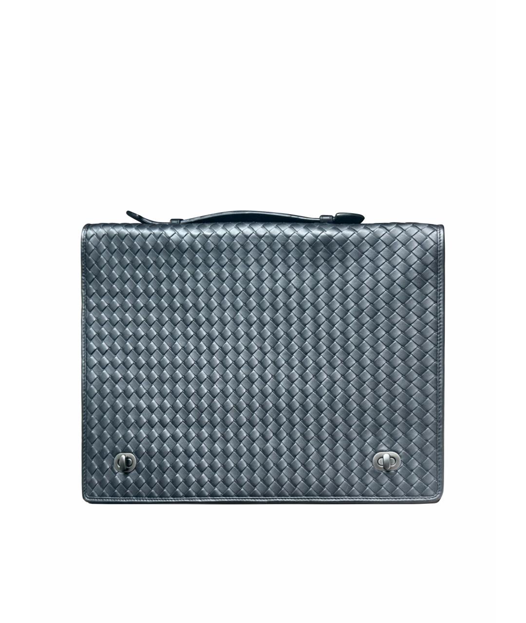 BOTTEGA VENETA Черный кожаный портфель, фото 1
