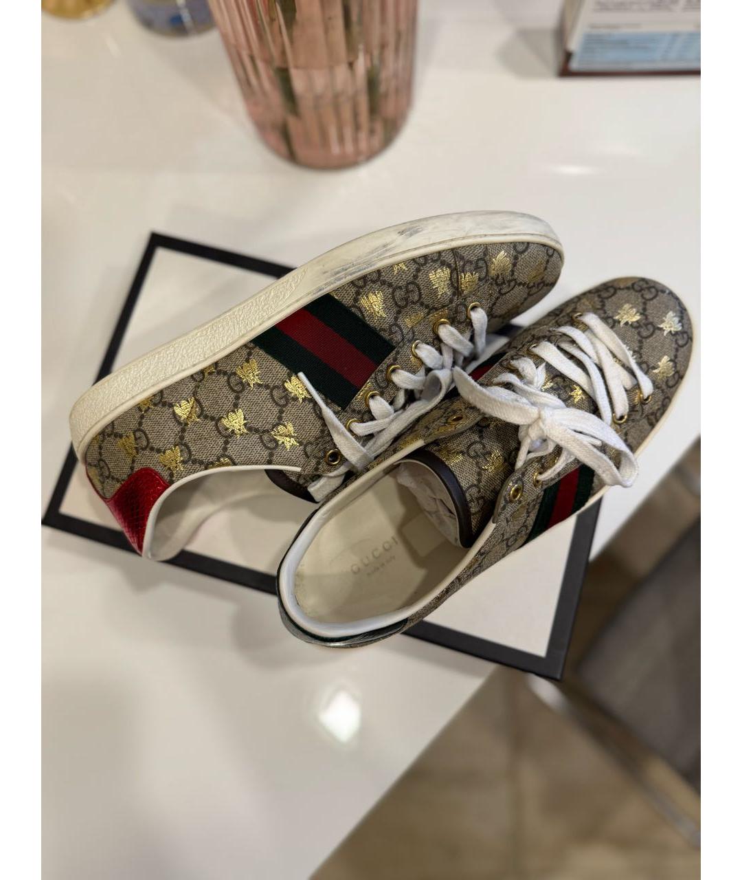 GUCCI Коричневые кожаные кеды, фото 9