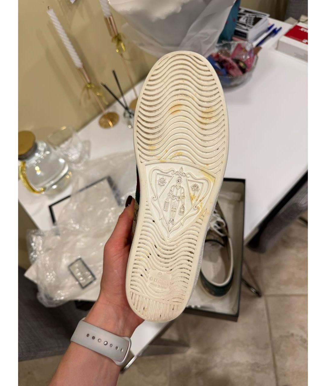 GUCCI Коричневые кожаные кеды, фото 5