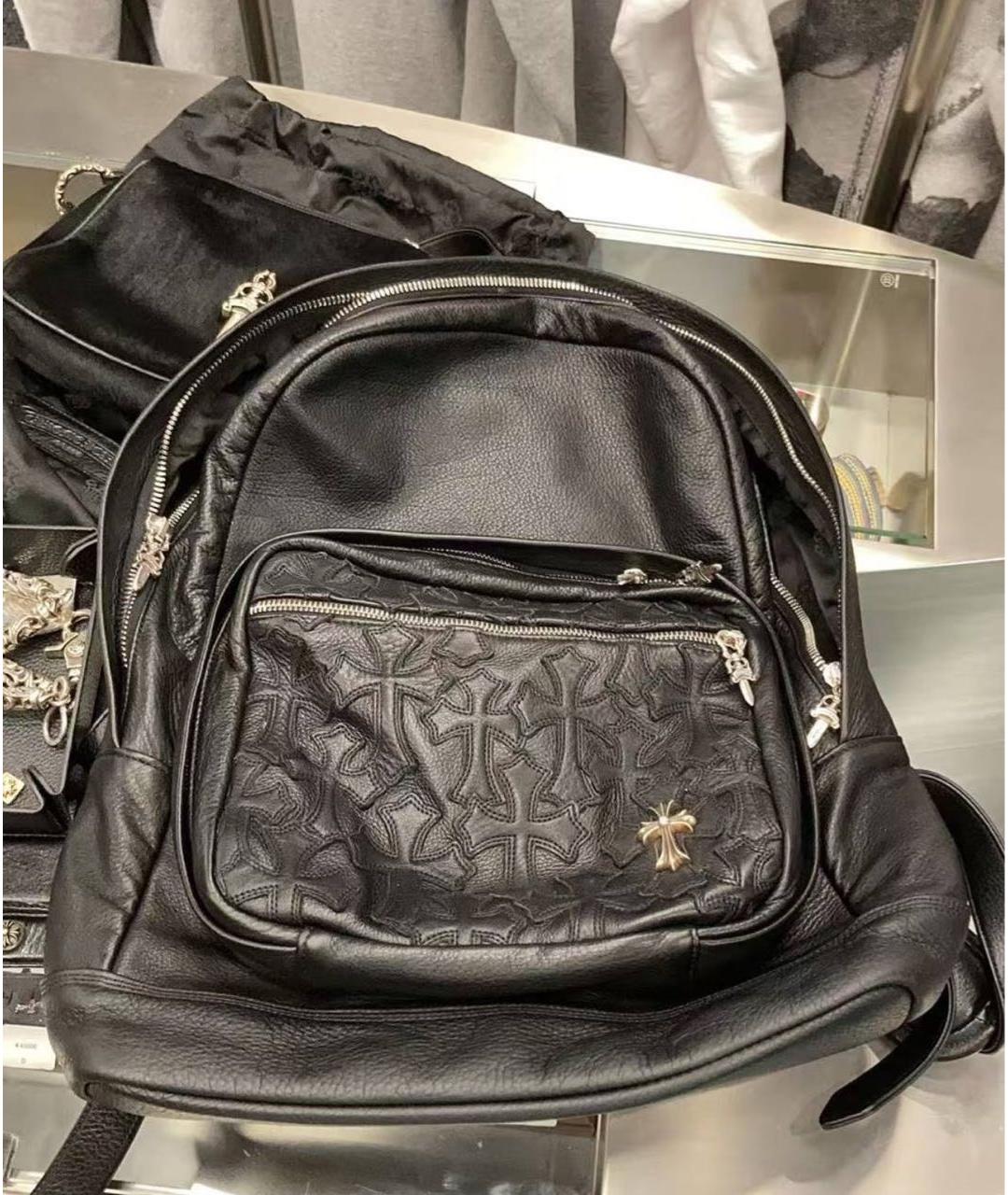 CHROME HEARTS Черный кожаный рюкзак, фото 1