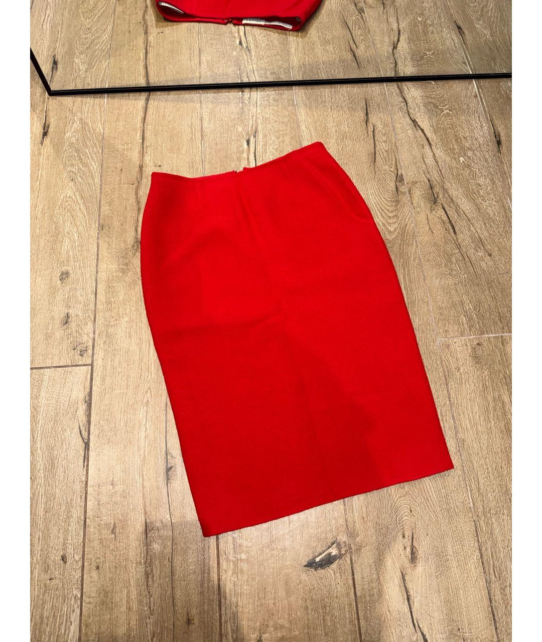 CELINE Красная шерстяная юбка миди, фото 3