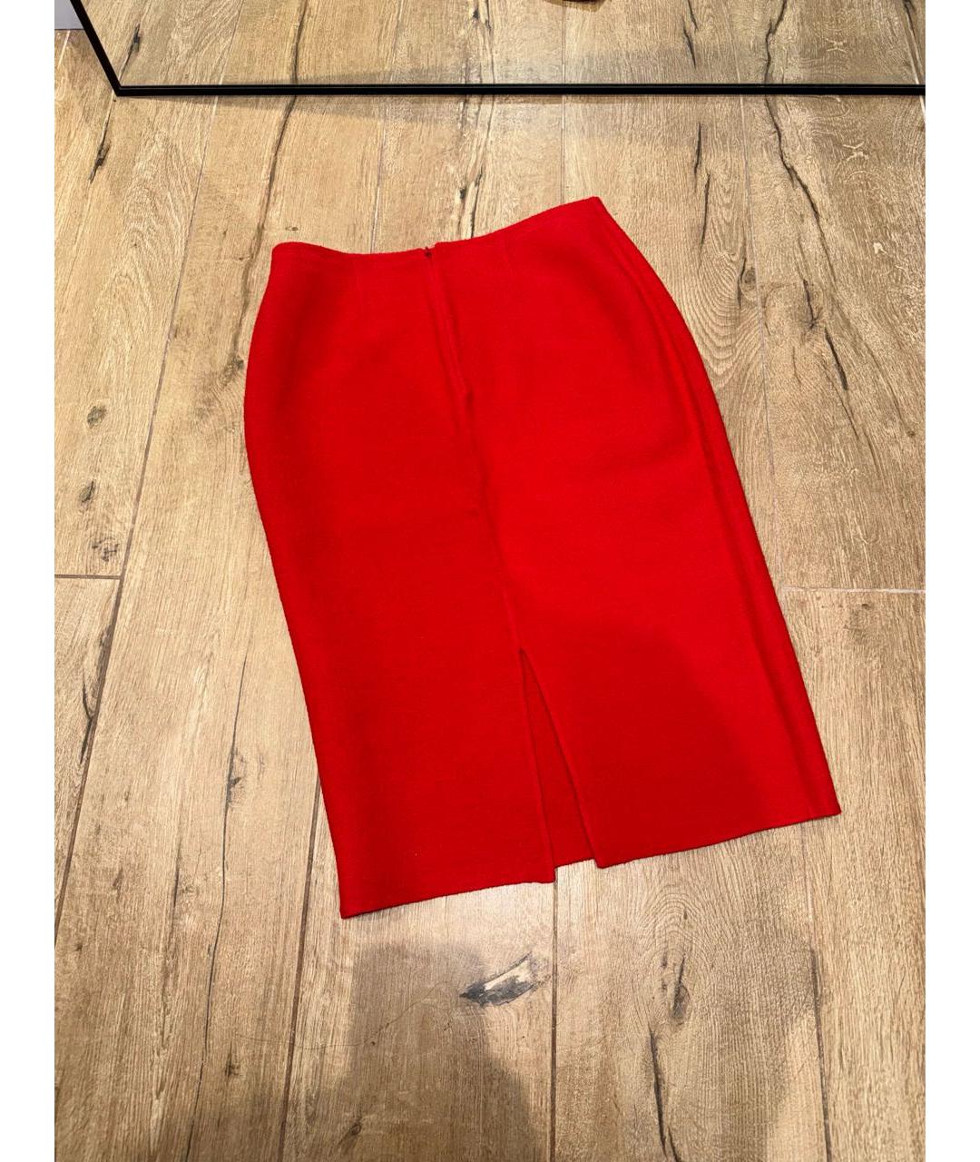 CELINE Красная шерстяная юбка миди, фото 4